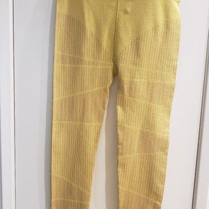 FABLECTICS MARIGOLD YELLOW RIBBED STRECTH PANTS WIDE BAND SIZE LARGE
